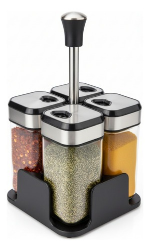 Especiero con frascos de vidrio + Base
