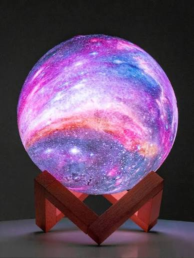 Lampara Luna 3D LED 15cm Soporte Madera