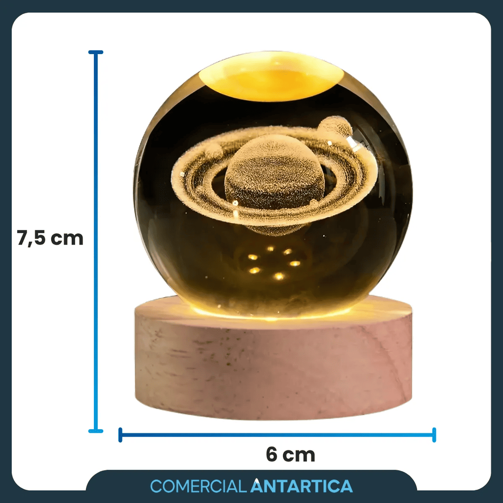 Lámpara Esfera Cristal 3D LED USB Saturn