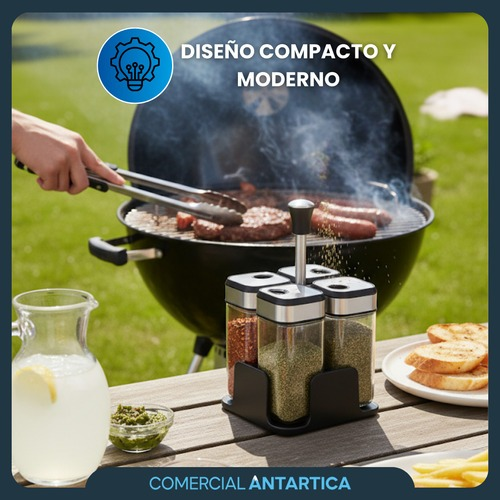 Especiero con frascos de vidrio + Base