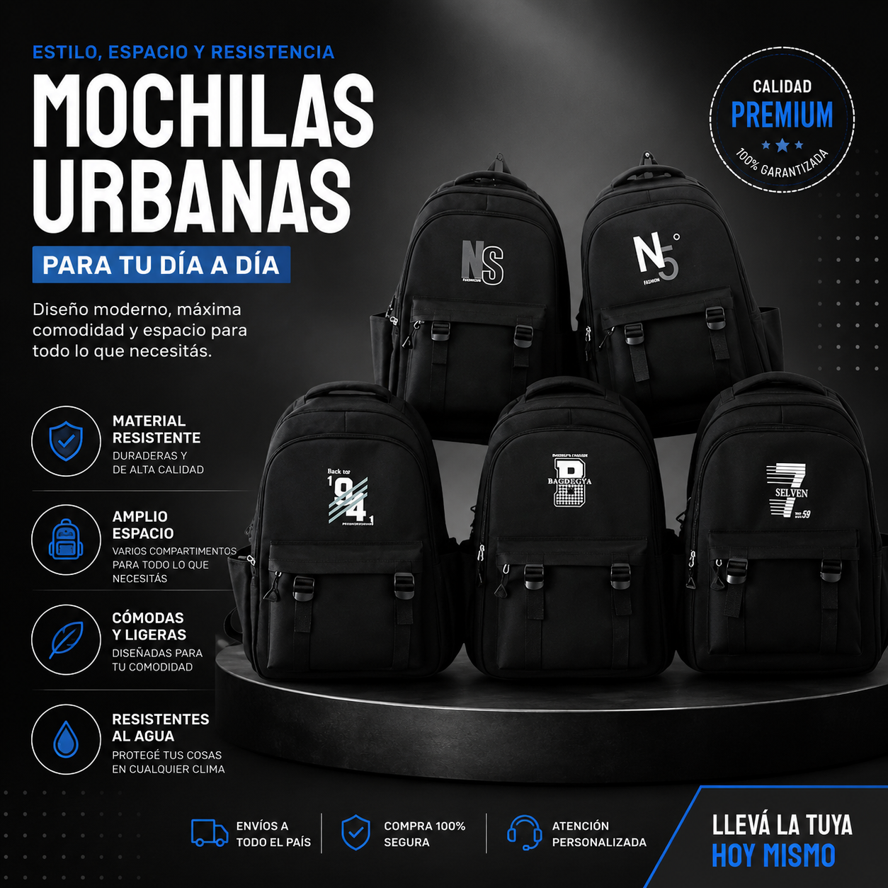 Mochila Selven Negra Urbana